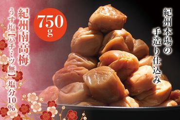 紀州南高梅　うす塩【ハチミツ無】 塩分10%（750g）なかやまさんちの梅干 うめ ウメ 梅干し【nky002-175k】