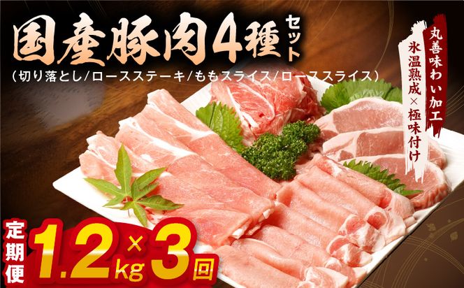 099Z211 【氷温熟成×極味付け】国産 豚肉 4種セット 定期便 1.2kg×3回 小分け【毎月配送コース】