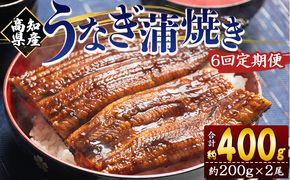 定期便 うなぎ 蒲焼き 約200g 2尾 6回 高知県産 養殖 魚介 国産 海鮮 魚 かばやき 鰻 ウナギ 惣菜 おかず お手軽 加工品 加工食品 冷凍 Wfb-0051