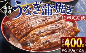 定期便 うなぎ 蒲焼き 約200g 2尾 12回 高知県産 養殖 魚介 国産 海鮮 魚 かばやき 鰻 ウナギ 惣菜 おかず お手軽 加工品 加工食品 冷凍 Wfb-0052