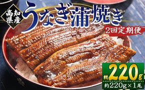 【２回定期便】高知県産養殖うなぎ蒲焼き 約220g×１尾 魚介 国産 海鮮 魚 かばやき 鰻 ウナギ 惣菜 おかず お手軽 加工品 加工食品 冷凍 Wfb-0057