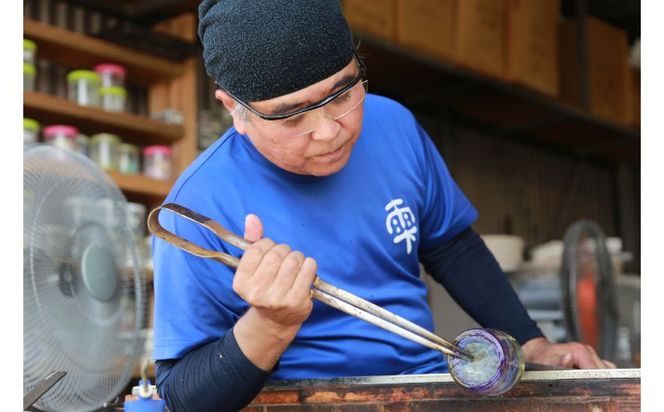 【琉球ガラス工房雫】水玉お皿（中・１枚）