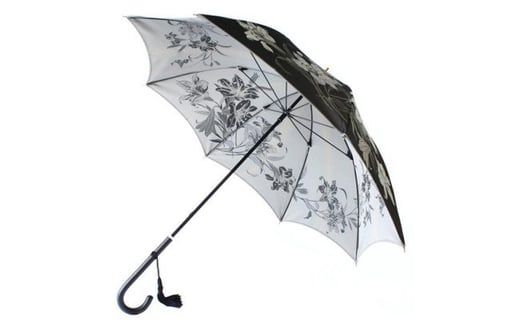 槙田商店【晴雨兼用】長傘 ”絵おり” 百合：黒 FAA5075