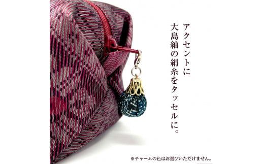 CHANCE（シャンス）大島紬キャラメルポーチ【ワインレッド】　K054-003