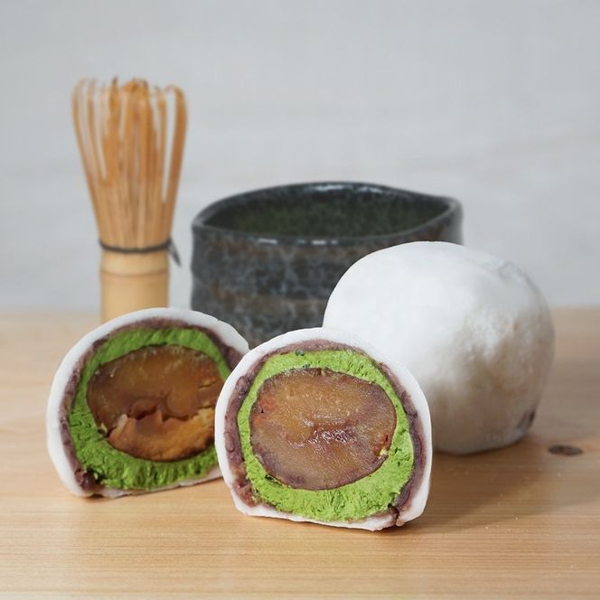 京都祇園・仁々木特製 抹茶 クリーム と 渋皮 栗 の福 9個セット