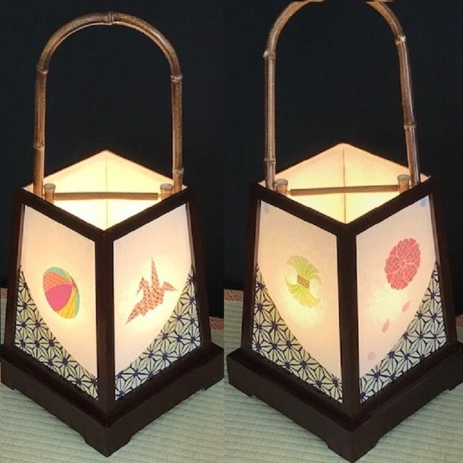 030D097 着物生地で作ったおしゃれな行灯（あんどん） なごみ