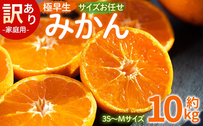 みかん [2026年10月より順次配送]訳あり(家庭用) サイズお任せ 極早生みかん 10kg 3S〜Mサイズ be-0121