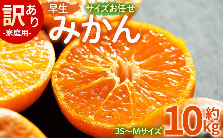みかん [2026年11月より順次配送]訳あり(家庭用) サイズお任せ 早生みかん 10kg 3S〜Mサイズ be-0122