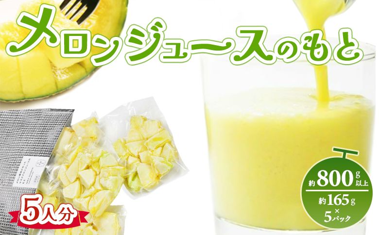 メロン メロンジュースのもと 約800g 約165g×5パック - 国産 マスクメロン 完熟 飲み物 飲料 甘い フルーツジュース ジュース スムージー アレンジ 果物 くだもの フルーツ tn-0032