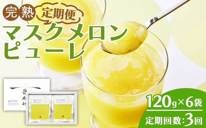 [3回定期便]完熟マスクメロンピューレ 120g×6袋 - JALファーストクラス機内食に採用 果物 くだもの フルーツ めろん 果汁100% まるごと アイス シャーベット デザート スイーツ 篤農