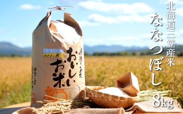 《令和5年産》新米三笠産のおいしい米 ななつぼし(8kg)【01092】
