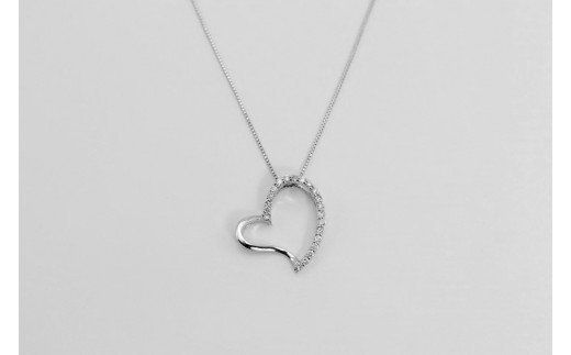 K18GW ダイヤ 21個 ハート ペンダントネック Islauth10 [Islauth 山梨県 韮崎市 20743430] アクセサリー ネックレス ジュエリー ダイヤ シンプル おしゃれ ハートプレゼント ギフト 贈りもの 贈答