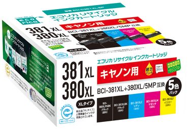 エコリカ【キヤノン用】 BCI-381XL+380XL/5MP互換リサイクルインク 5色パック 大容量（型番：ECI-C381XL-5P）