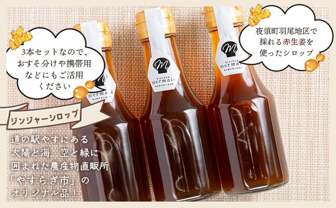 ジンジャーシロップ 150ml×3本 - 赤生姜 ショウガ しょうが おすそ分け 特産品 ジンジャーエール 調味料 手作りドリンク ホット 熱中症対策 やすらぎ市 高知県 香南市 常温 yr-0060