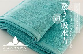 099H2069 【驚きの吸水力】ミズスウタオル バスタオル 2枚 ブルー【スピード発送 泉州タオル 国産 吸水 普段使い シンプル 日用品 家族 ファミリー】
