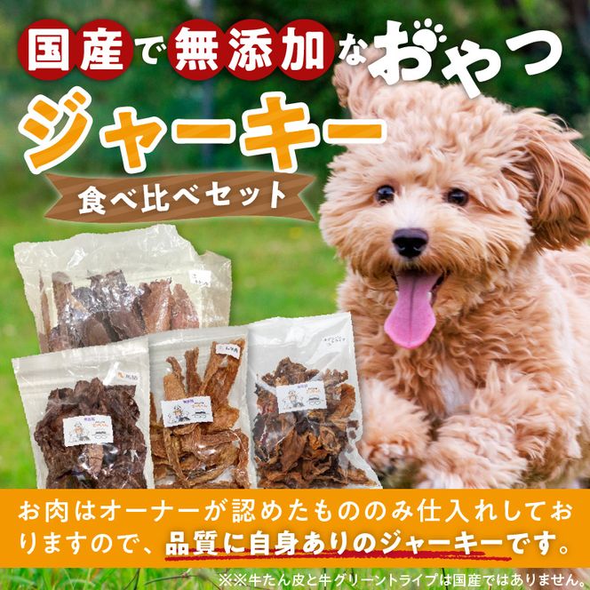 【大満足セット】犬猫用 無添加おやつジャーキー 肉4種詰め合わせ 牛たん皮・馬肺・鶏ムネ肉・牛グリーントライプ 総量1030g［143O26］