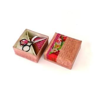 柿渋塗 四つ目箱 針箱サイズ 黒布付【TN87】 303446_XB49