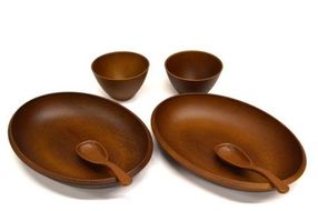 こもれび 木目調プレート&スープボール＆スプーンBRセット 【TN93】 303446_XB54