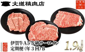 【化粧箱入 伊賀牛】A5サーロイン 3回定期便コースB 242161_BE018