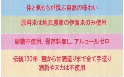 伊賀の甘ざけ詰合せ6本 濃いまま（食べる）タイプ3本／ストレートタイプ3本 242161_BK001