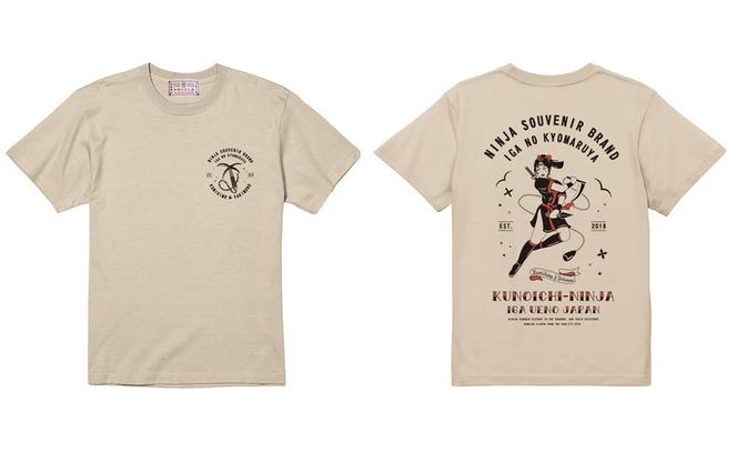 伊賀流忍者くのいちTシャツ サンドベージュ 男女兼用【XLサイズ