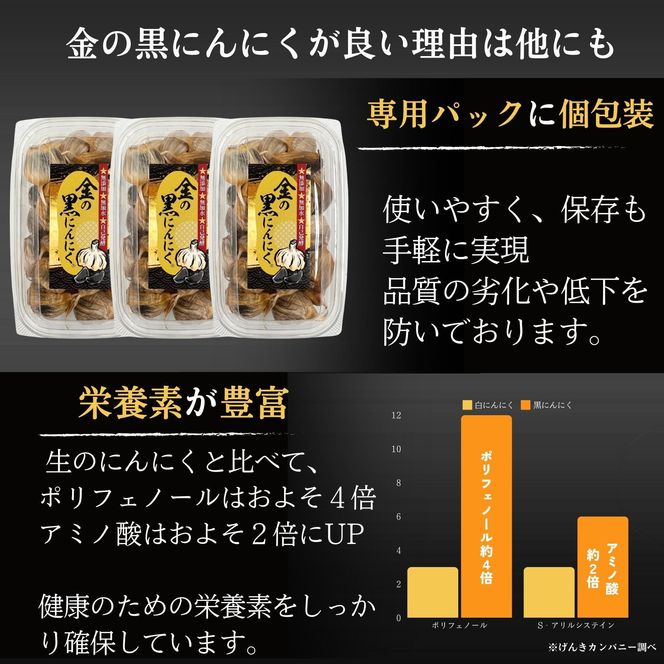[工場直送] 青森県産 金の黒にんにく 良粒のみ バラ 600g (200g×3) 福地ホワイト６片 黒にんにく 添加物 着色料 不使用 黒ニンニク 242161_DX001