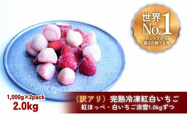 【訳アリ/食べ比べ】完熟冷凍苺「紅ほっぺ&淡雪 1.0kg×2種類」化粧箱入【果実まるごとアイス】 242161_DY011