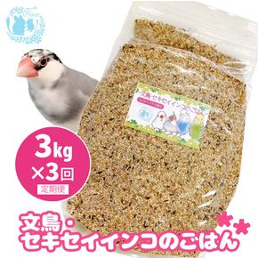 【3ヶ月定期便】fuu 文鳥・セキセイインコのごはん（3kg）［145S46-T］【3ヶ月定期便】fuu 文鳥・セキセイインコのごはん インコ 小鳥 エサ ペット用品 複数種 シード オリジナル配合 