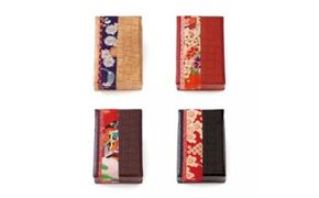 柿渋塗 四つ目箱 名刺サイズ4色布付セット【TN89】 303446_XB51