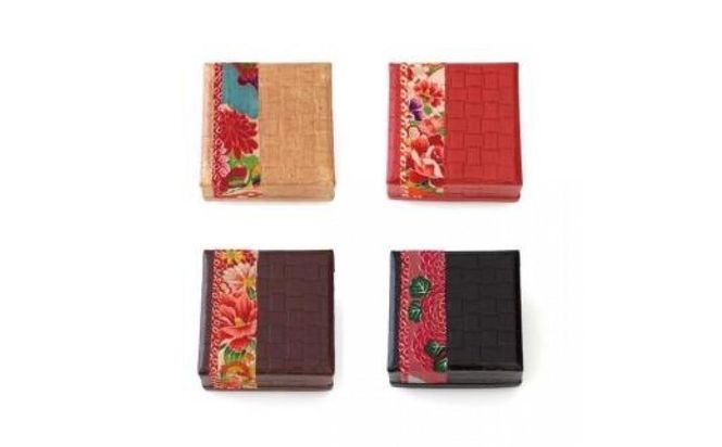 柿渋塗 四つ目箱 小箱サイズ4色布付セット【TN90】 303446_XB52