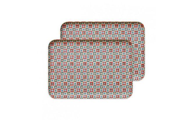 タツクラフト 友禅和紙トレー L 39cm 2枚セット 花入り格子 【Tk328】 303446_DA90134VC12