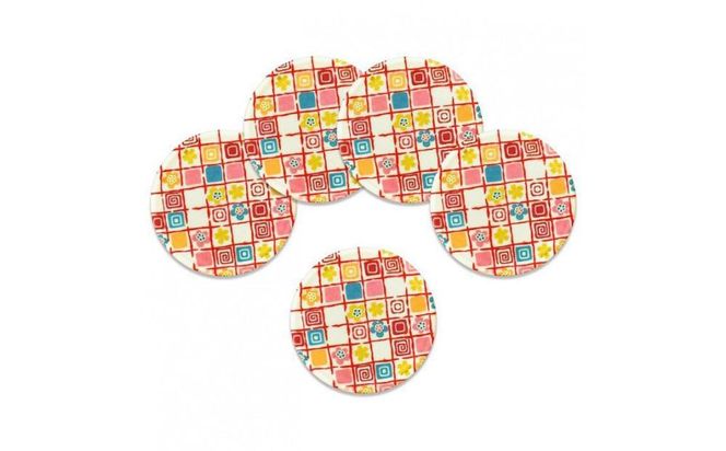 タツクラフト 友禅和紙コースター 5枚セット 梅桜 格子 【Tk345】 303446_DA90140VC10