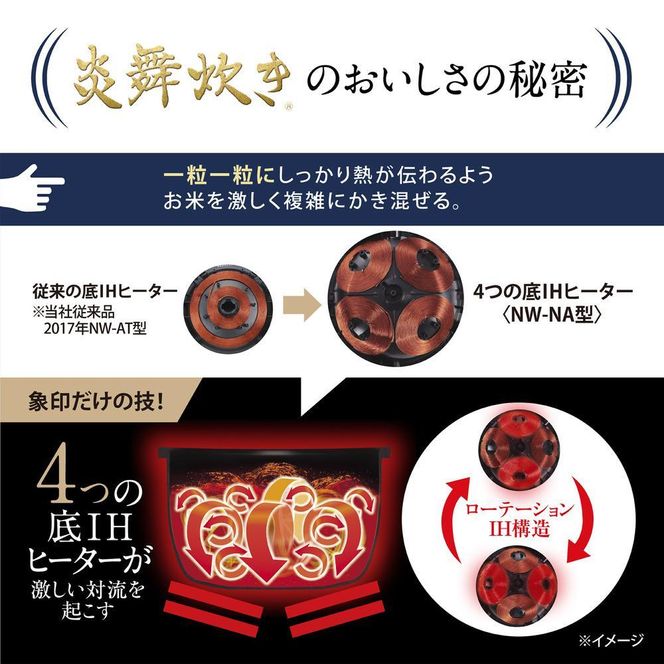 象印 圧力IH炊飯ジャー(炊飯器)「炎舞炊き」NW-NA10-WA 5.5合