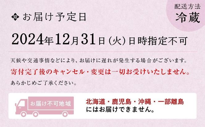 玉清屋 生おせち 順華 和風一段重 23品（2人前） 冷蔵発送・12/31到着限定 232238_UU039