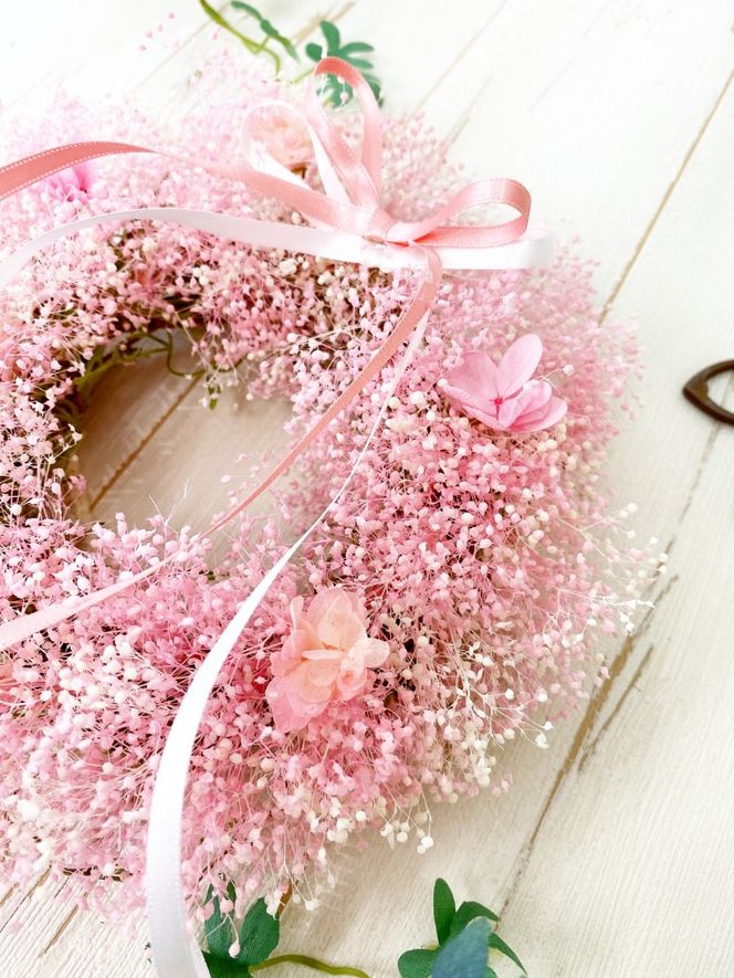 AJ091-1 プリザーブドフラワーリース【アンジュ/ピンク】春日部市 シュガーパイン