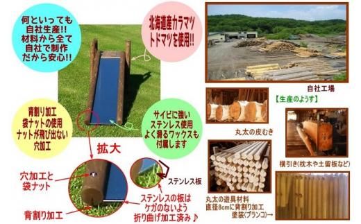 不二木材　木製ログ滑り台ログライダー【配送不可：沖縄・離島】【 天然木 すべり台 DIY お庭 標茶町 北海道 】 016641_AC004