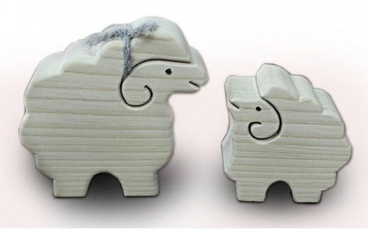 木のおもちゃ コロコロうさぎ＆親子羊【 玩具 おもちゃ 木製 手作り インテリア ギフト プレゼント クリスマス 標茶町 北海道 】 016641_AP006