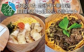 【A01114】おおいた 豊後牛・華の鶏 日田杉わっぱめし 6個セット