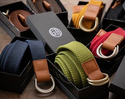 [P028] 組紐ベルト「CLVER」ダブルD（30mm）　紺