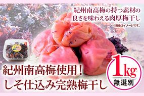 紀州南高梅使用 しそ仕込み完熟梅干し 無選別 1kg 厳選館 《90日以内に出荷予定(土日祝除く)》 和歌山県 日高川町 紀州南高梅 しそ仕込み 梅干し---wshg_tmt187_90d_24_14000_1kg---