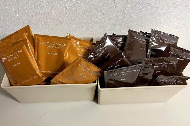コーヒー 自家焙煎 ドリップバッグ ミディアム ＆ ダーク 各50個 計100個 [ゴールド珈琲 大阪府 守口市｜ドリップパック 大容量 珈琲 飲み比べ 簡単 手軽 プレゼント ギフト 贈りもの [2268]