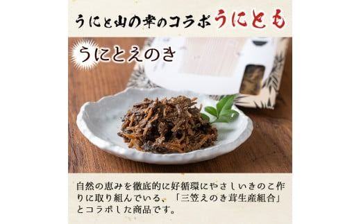 ＜鹿児島県産うに使用＞ご飯のお供「うにとも」うにとえのき(50g×4袋)国産 ウニ 雲丹 えのき きのこ キノコ おかず 惣菜 常温【尾塚水産】akn004-06