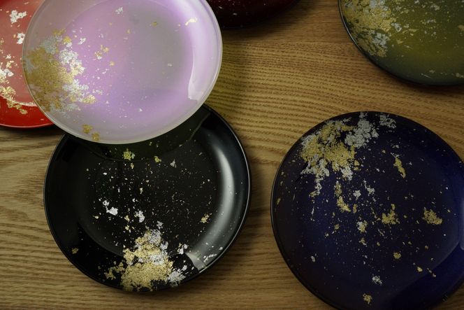 金銀箔ちらし丸小皿6枚セット ［NF193］ 303446_CU90007