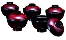 3.7吸物椀 篁 5客入（食器洗浄機OK） 紀州漆器［YS40］ 303446_CR069