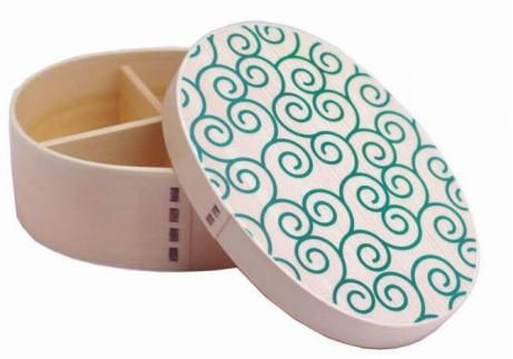 紀州漆器 曲げわっぱ まげわっぱ 弁当箱 白木唐草 緑［YS73］ 303446_CR112VC02