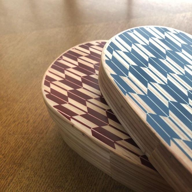 紀州漆器 曲げわっぱ 弁当箱 矢羽 青（九州国産日田杉）［YS94］ 303446_CR135