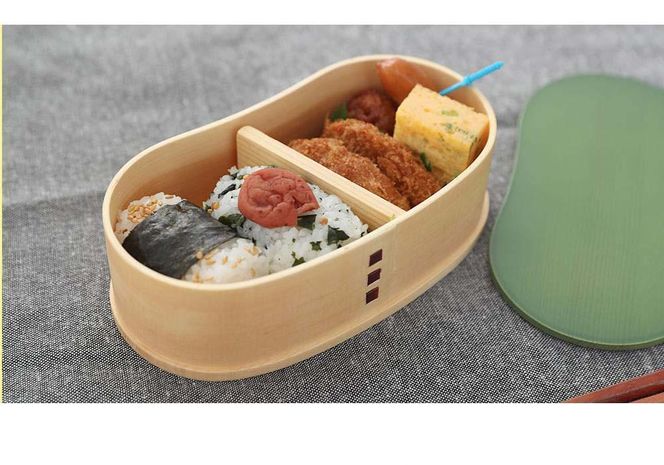 【リーフグリーン】曲げわっぱ 豆型 カラー 弁当箱 紀州漆器 まげわっぱ 303446_303446_CR168VC02