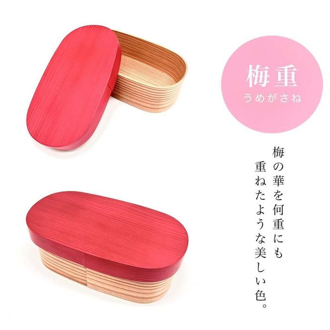 ［梅重（ピンク）］曲げわっぱ 弁当箱 紀州塗り 麗 URARA 国産 日田杉 被せ蓋 日本製［YS129］ 303446_CR169VC01
