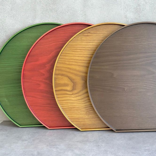 ［マロンブラウン］紀州漆器 木製 カラー半月盆 トレー 約36cm［YS140］ 303446_CR172VC02