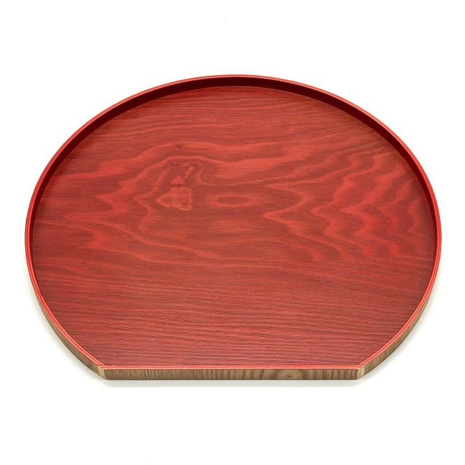 ［チェリーピンク］紀州漆器 木製 カラー半月盆 トレー 約36cm［YS141］ 303446_CR172VC03